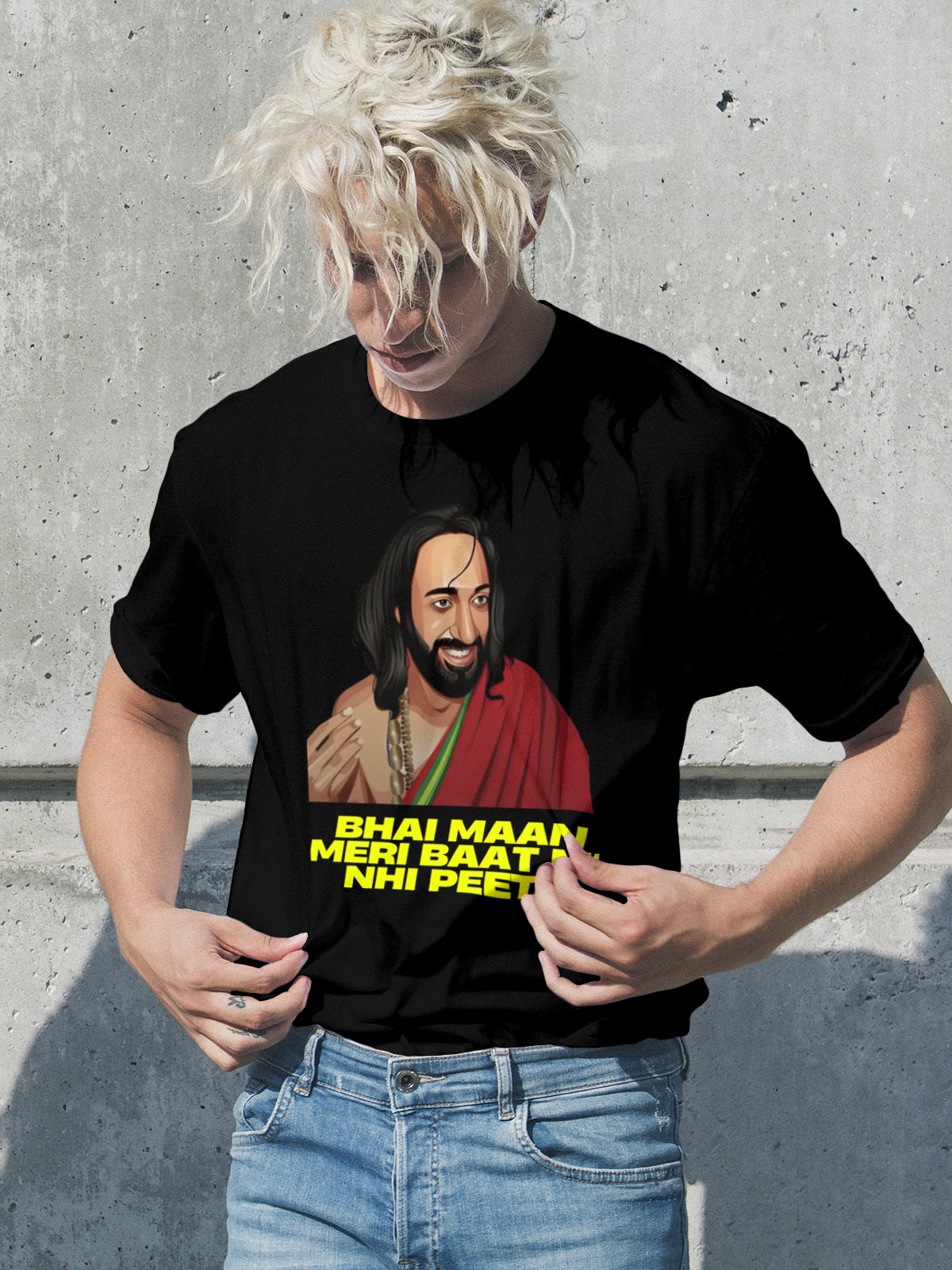 V Neck Half sleeve IIT Baba T Meme shirt